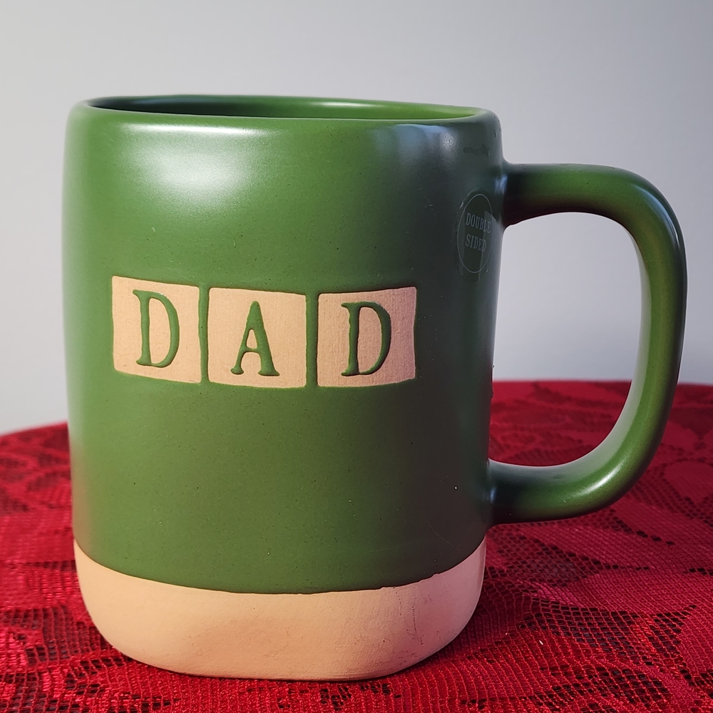 Rae Dunn Green and Tan Dad Mug